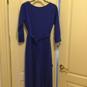 Lands End midweight blue cotton midi dress NWOT size M